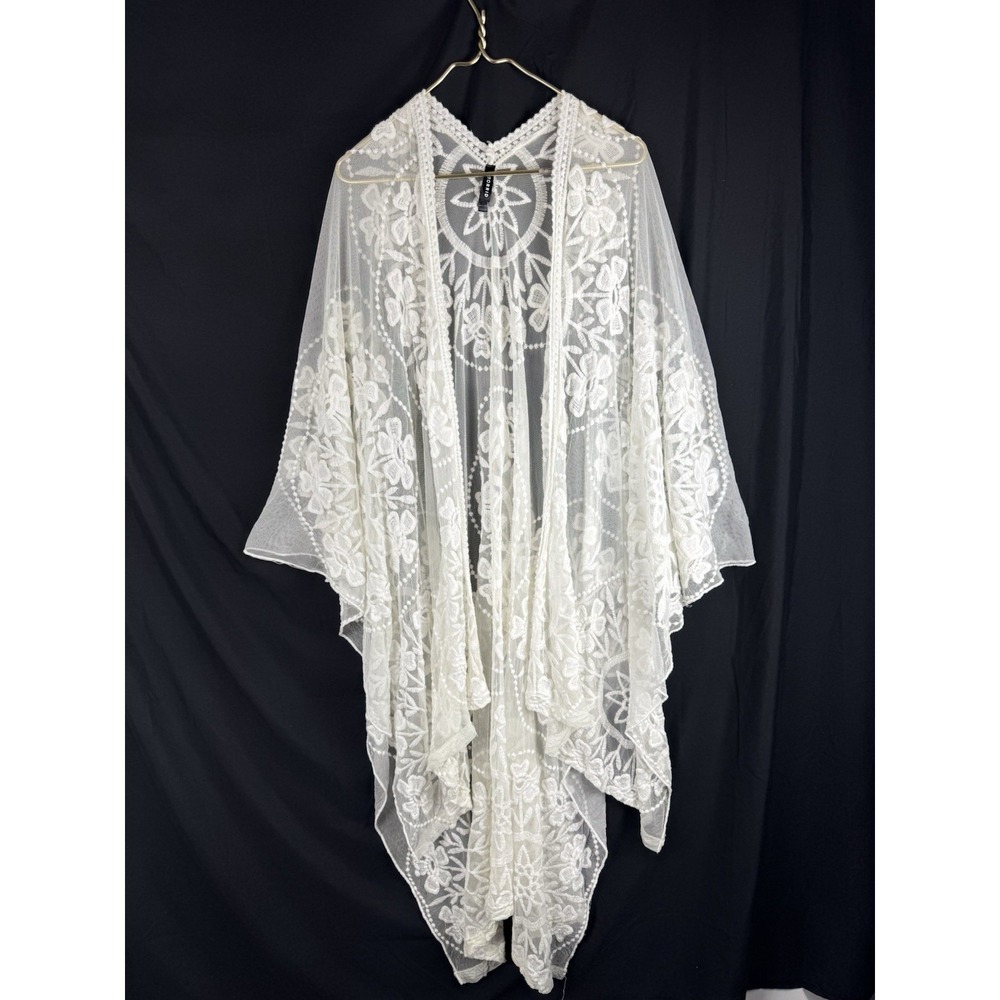 Torrid Ivory Lace Ruana Boho Crochet Sheer Kimono One Size Beach Western